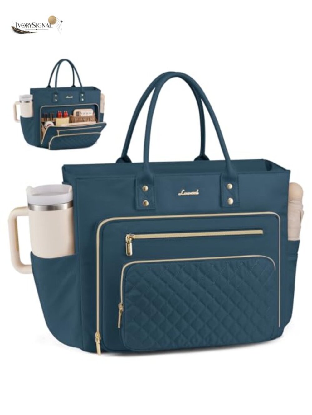 Work Laptop Tote Bag with Cup Holder